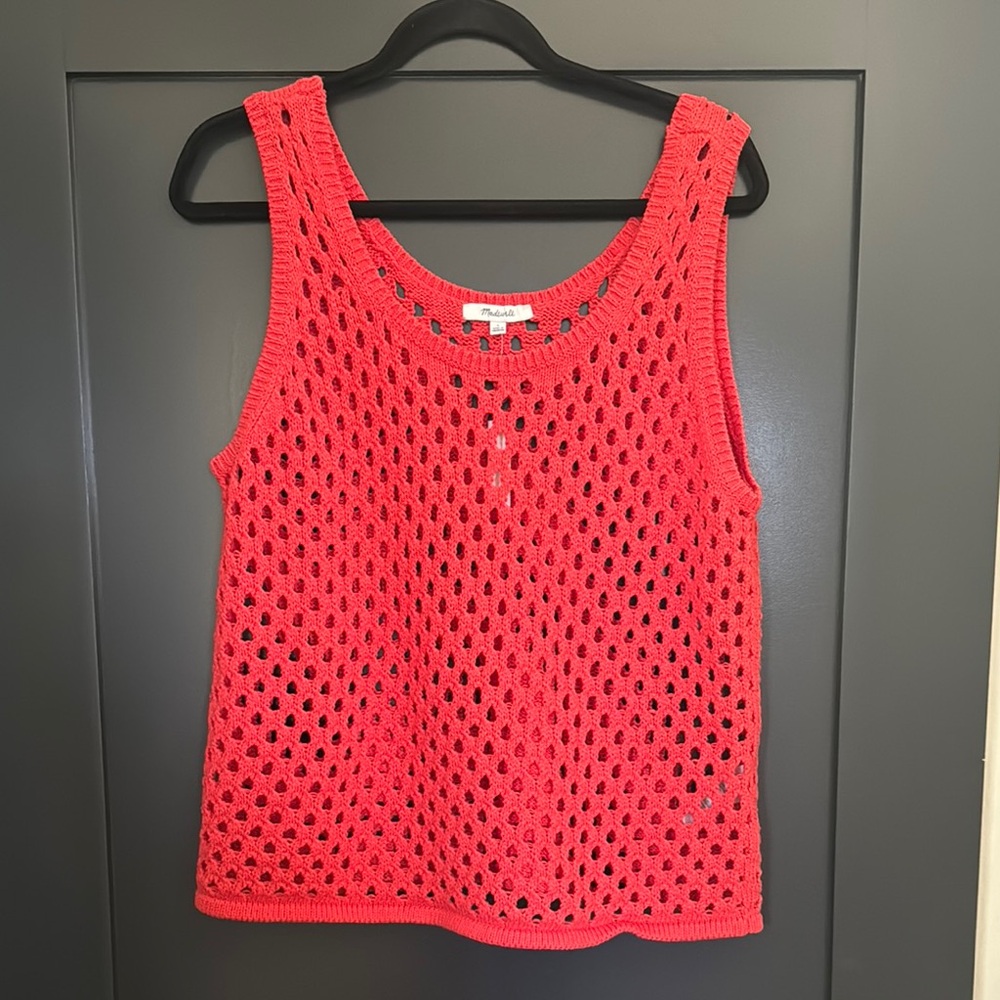 Madewell Orange Pink Cropped Sleeveless Tank Top